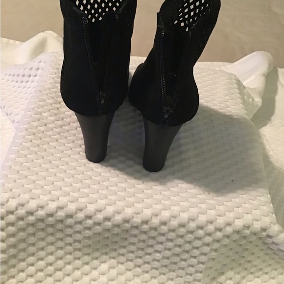 Black Suede Open Toe Booties - Picture 4 of 5